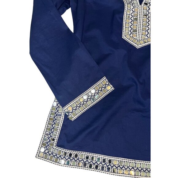 Tory Burch Navy Blue Beach Coverup with Zipper Closure Size 4 - Picture 3 of 3